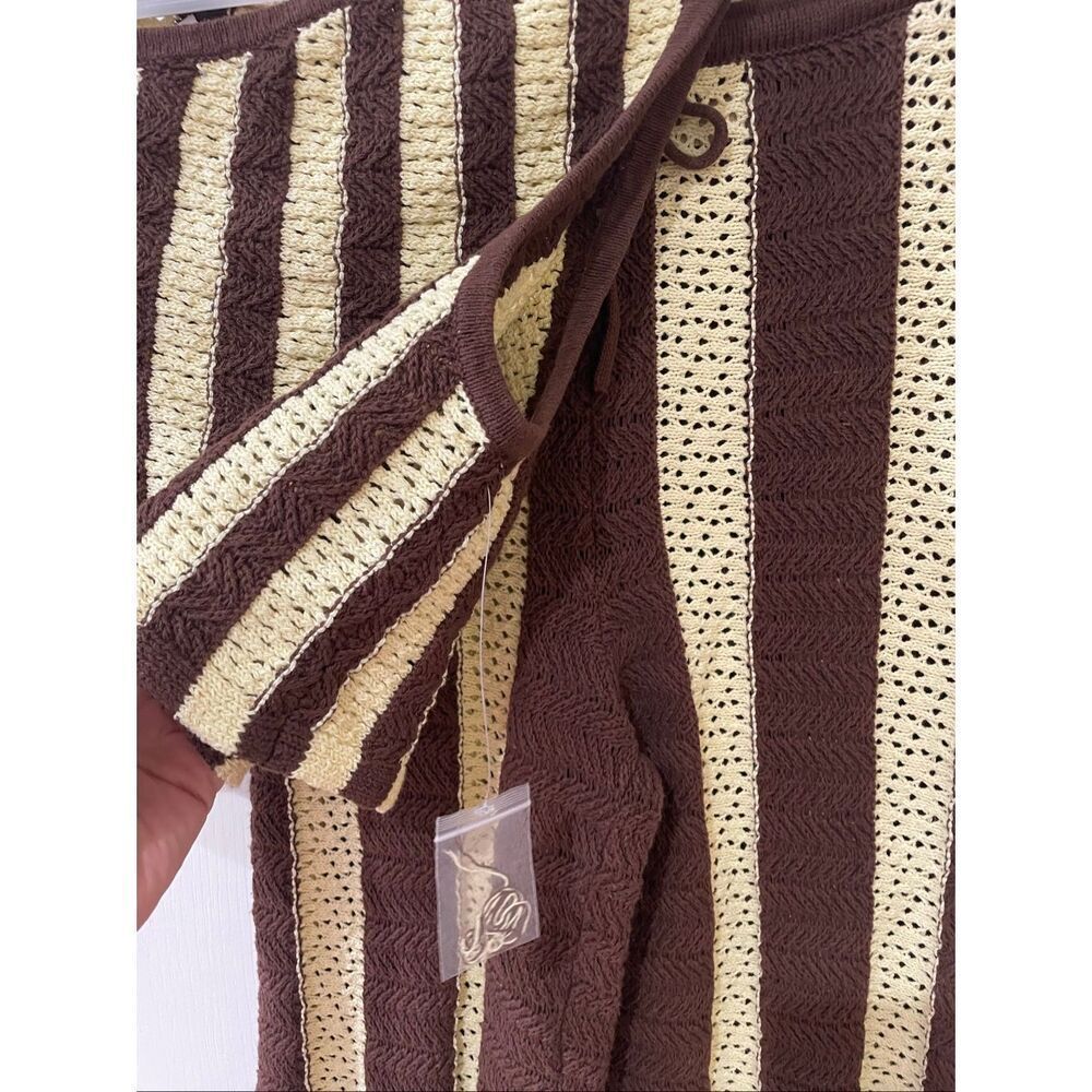 Free People Joan Fauxchet Set Striped Crochet Top and Pants Small - Picture 6 of 10